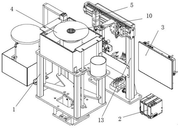 Automatic glue coating and spinning device for semiconductor silicon wafer and key structure of automatic glue coating and spinning device