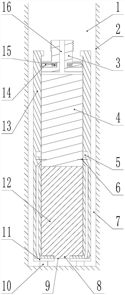 Hole wall coupling device of stress-strain sensor