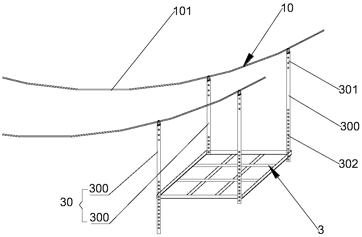 Hanger platform for T-shaped beam maintenance and reinforcement