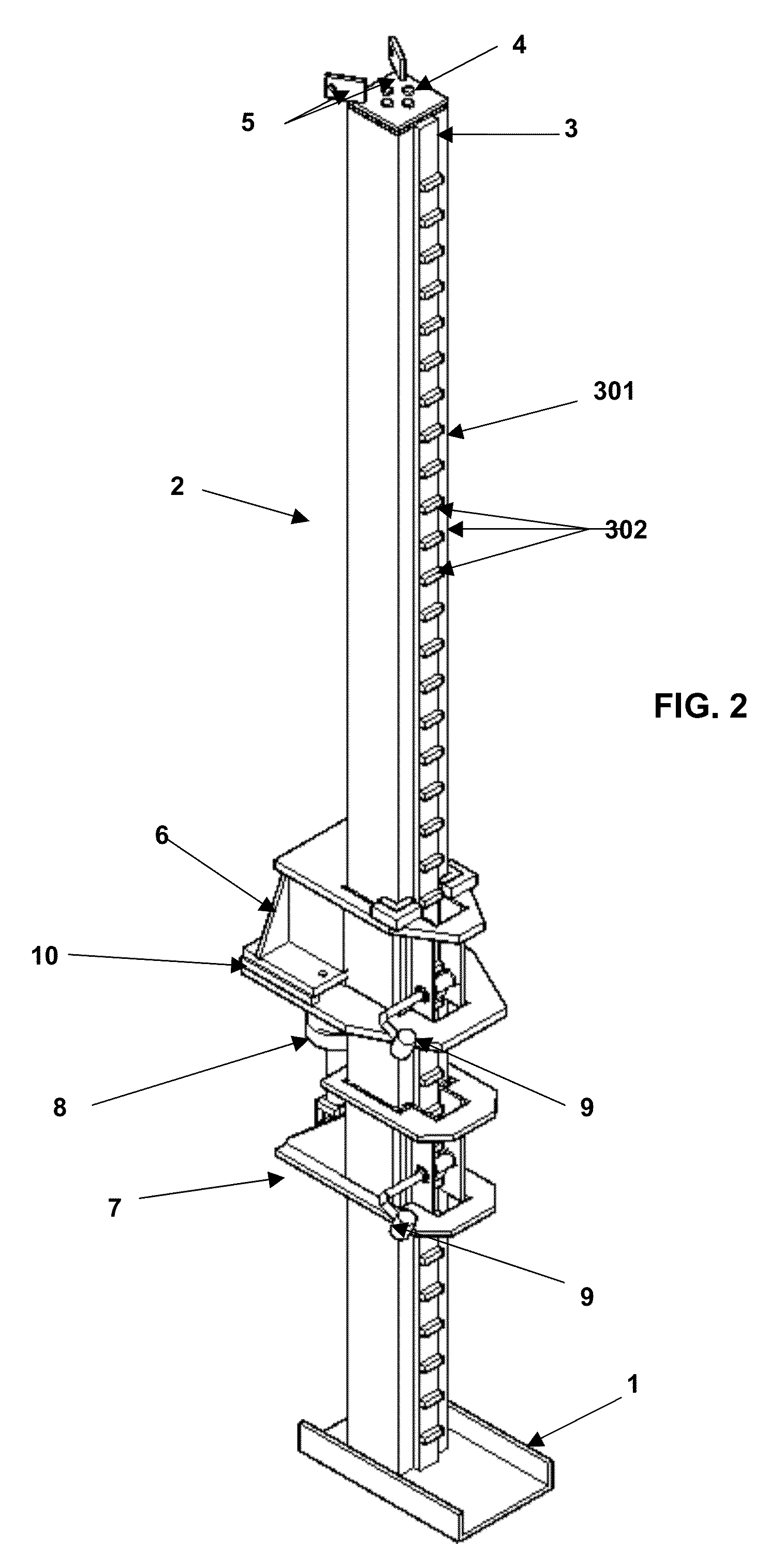 Collapsible hoisting device for use in the construction of large metal containers, and removable accessory applicable thereto