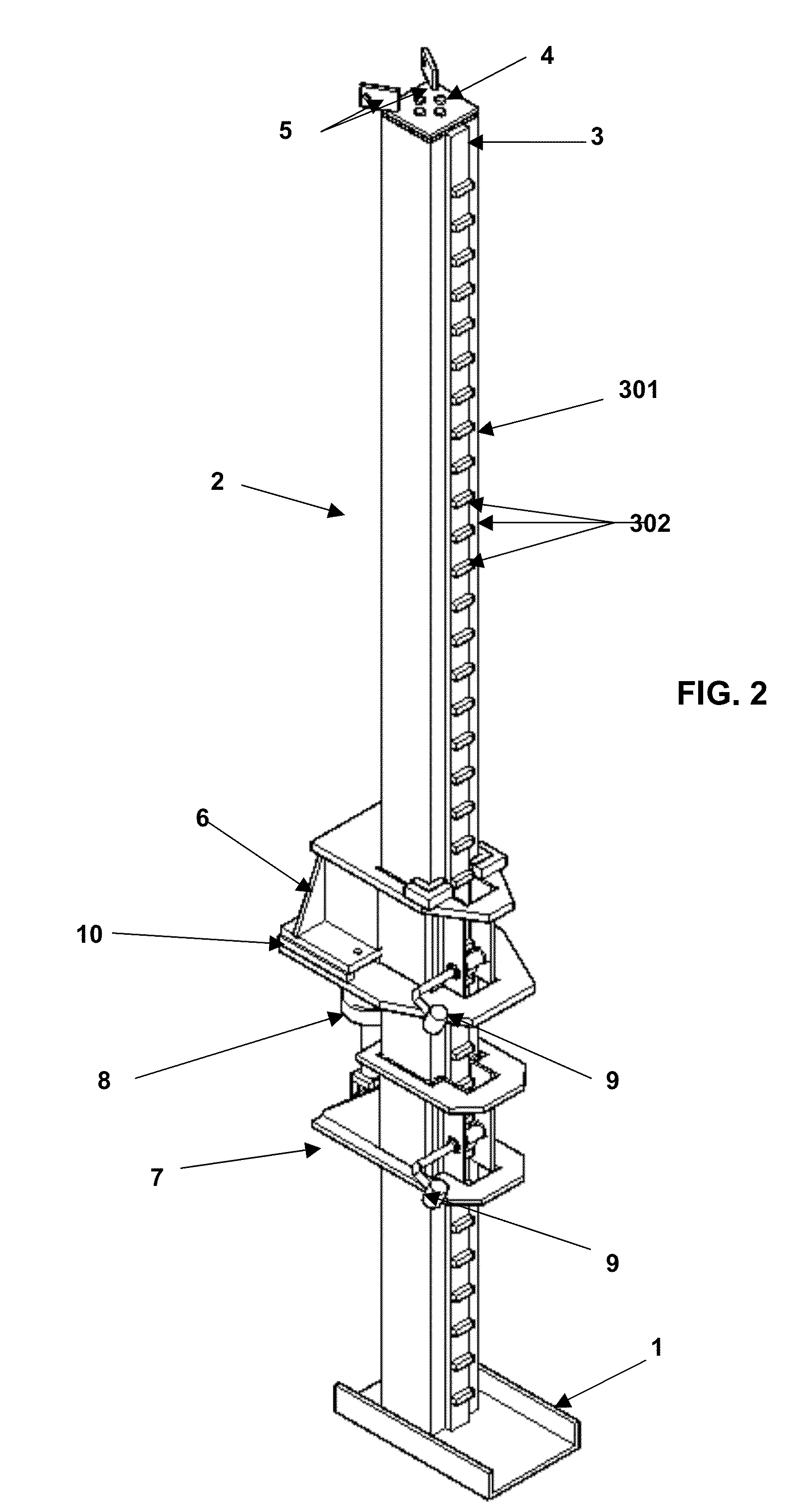 Collapsible hoisting device for use in the construction of large metal containers, and removable accessory applicable thereto