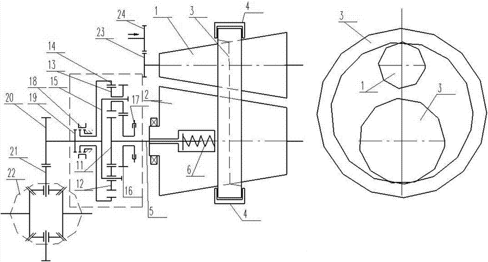 Double-cone-ring type continuously variable transmission