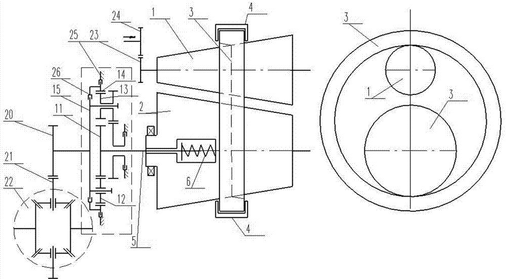 Double-cone-ring type continuously variable transmission