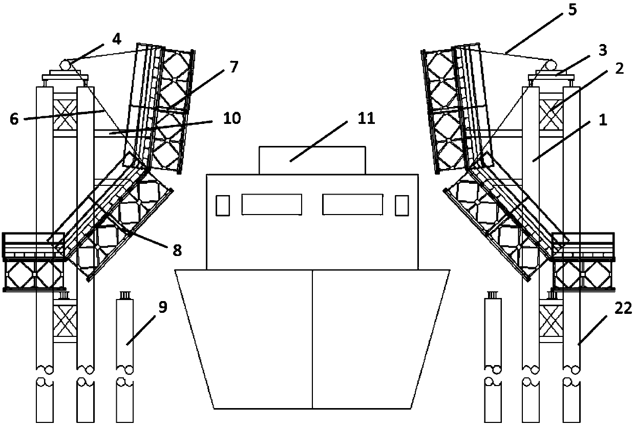 Cable-stayed bendable opening trestle structure and construction method thereof