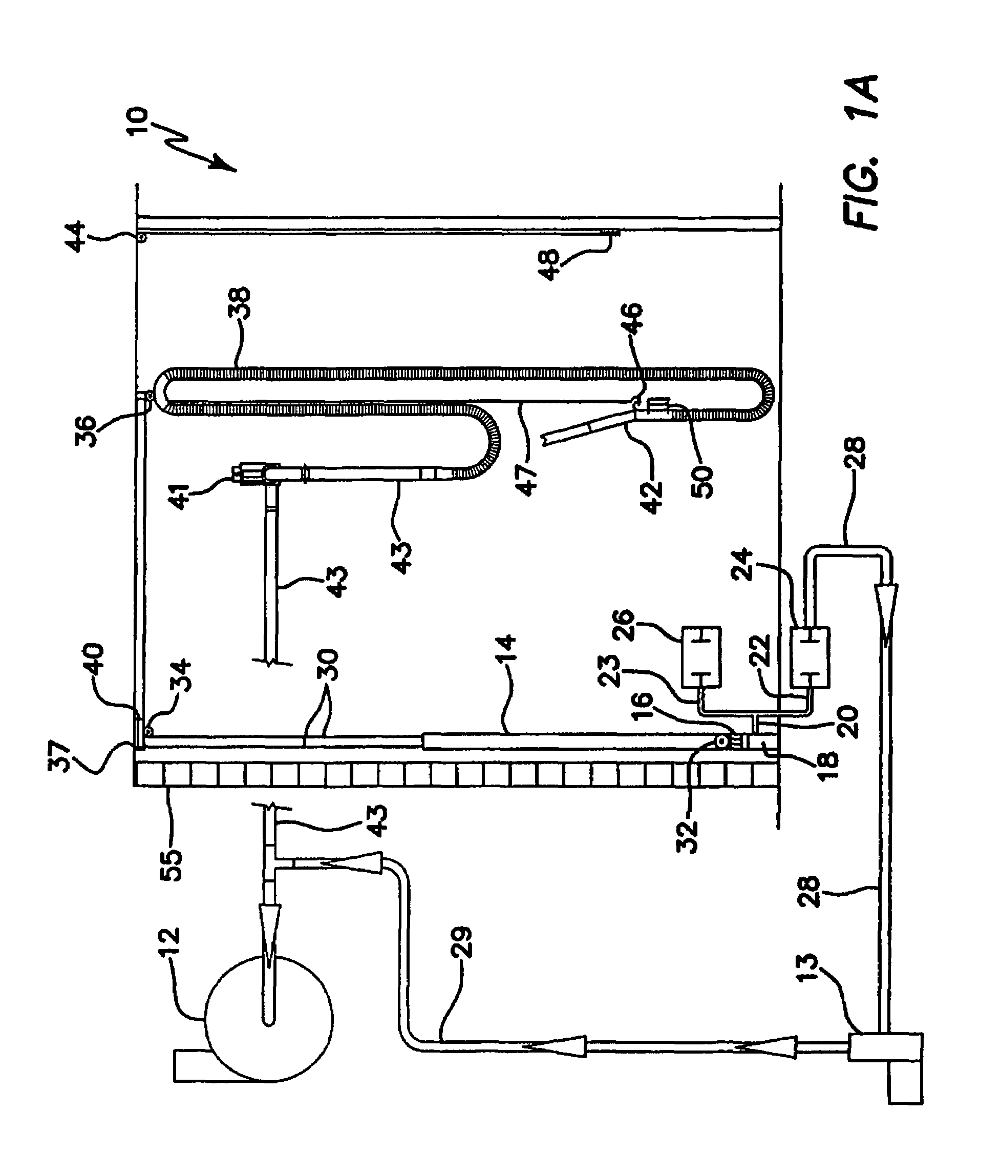 Automatic festooned hose apparatus for public transit vacuuming systems and methods for using same