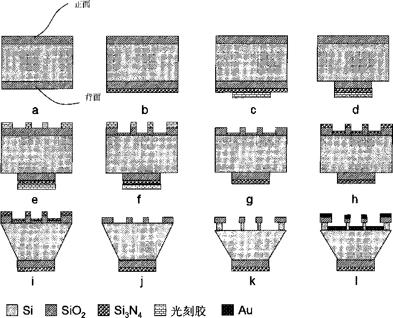 Method for manufacturing integrated micro four-point probe chip based on nano-processing technology