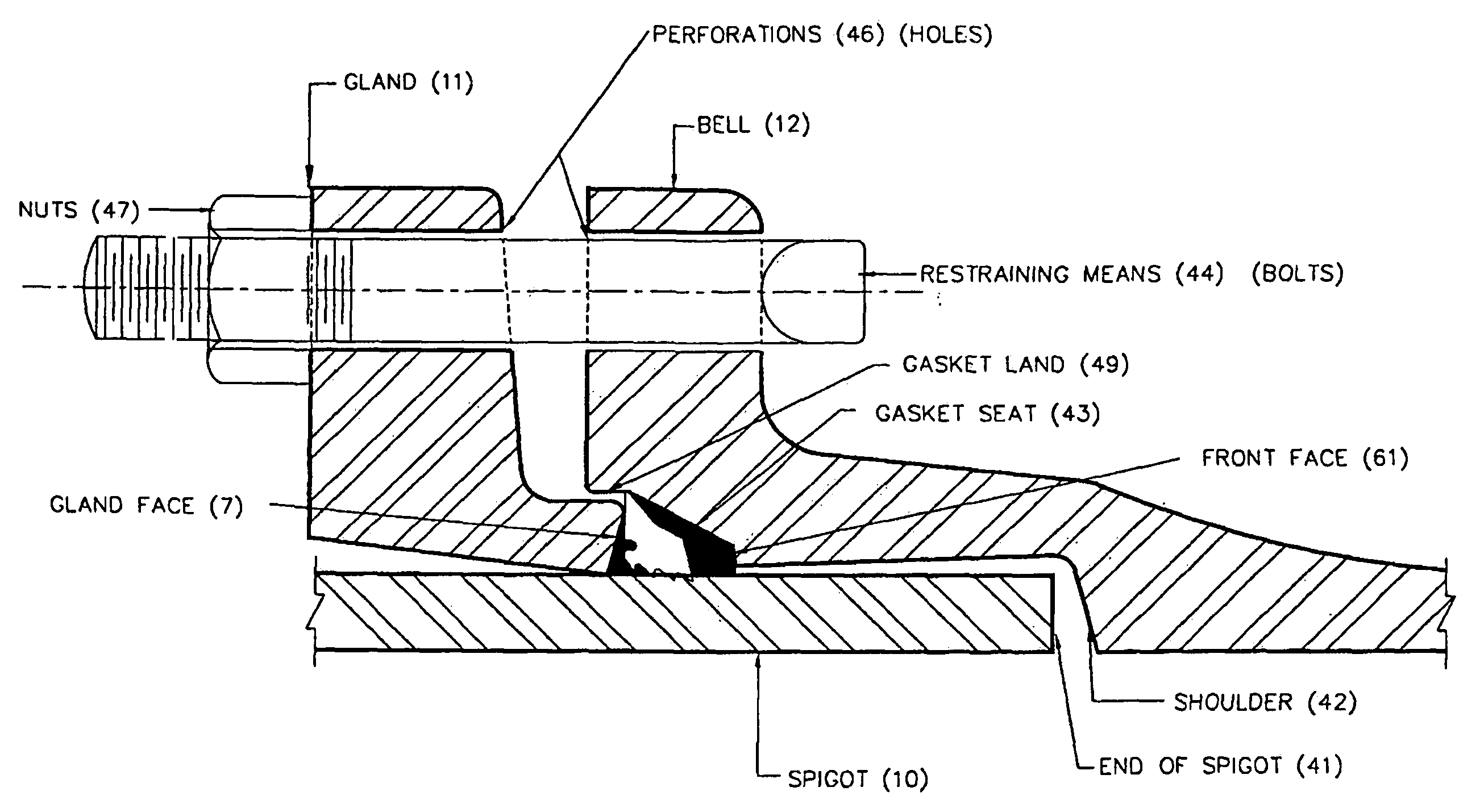 Energized restraining gasket for mechanical joints of pipes