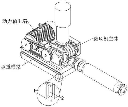 Contact type damping device for Roots blower
