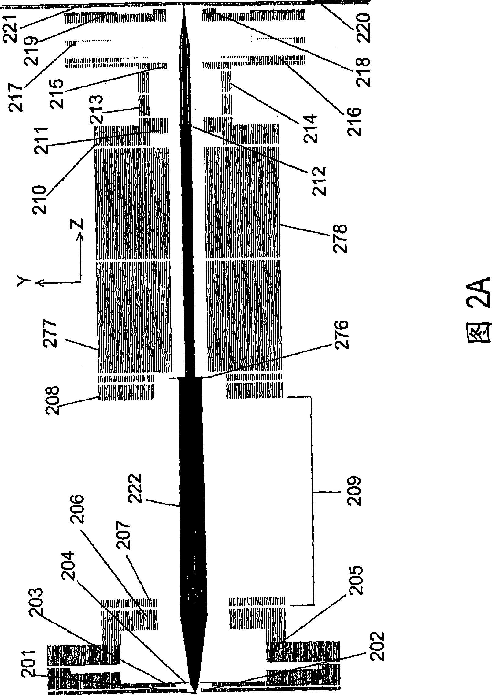 Optical device for generating high current density picture composition electrified particle beam