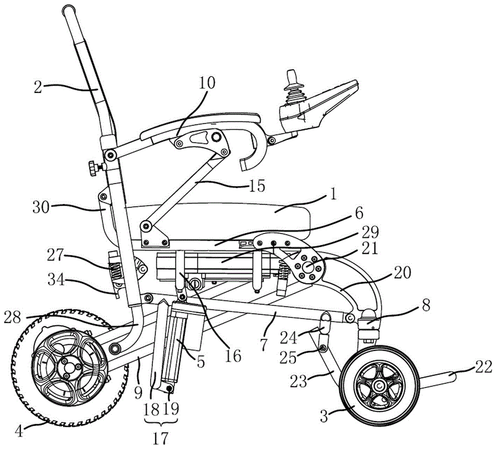 Foldable electric wheelchair