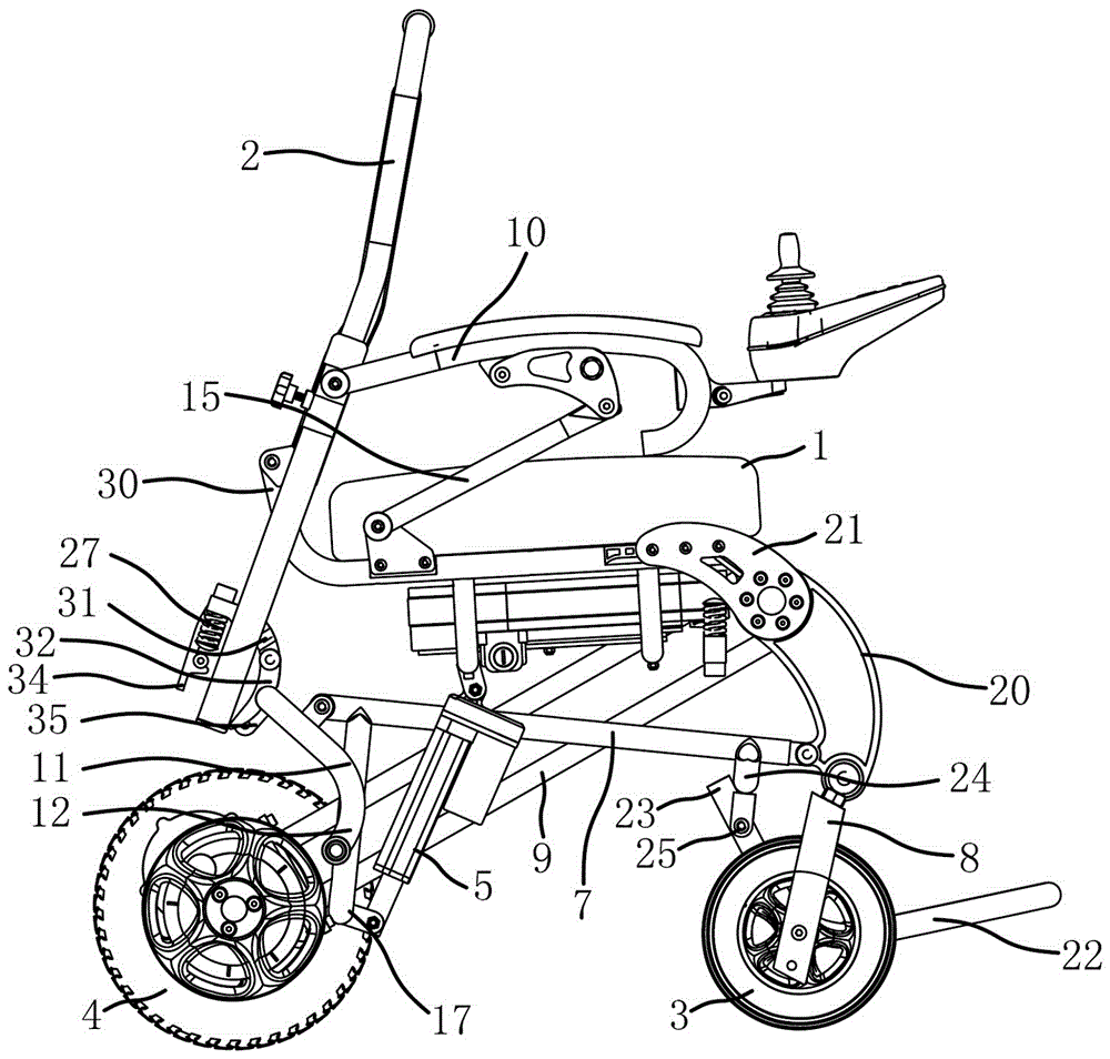 Foldable electric wheelchair