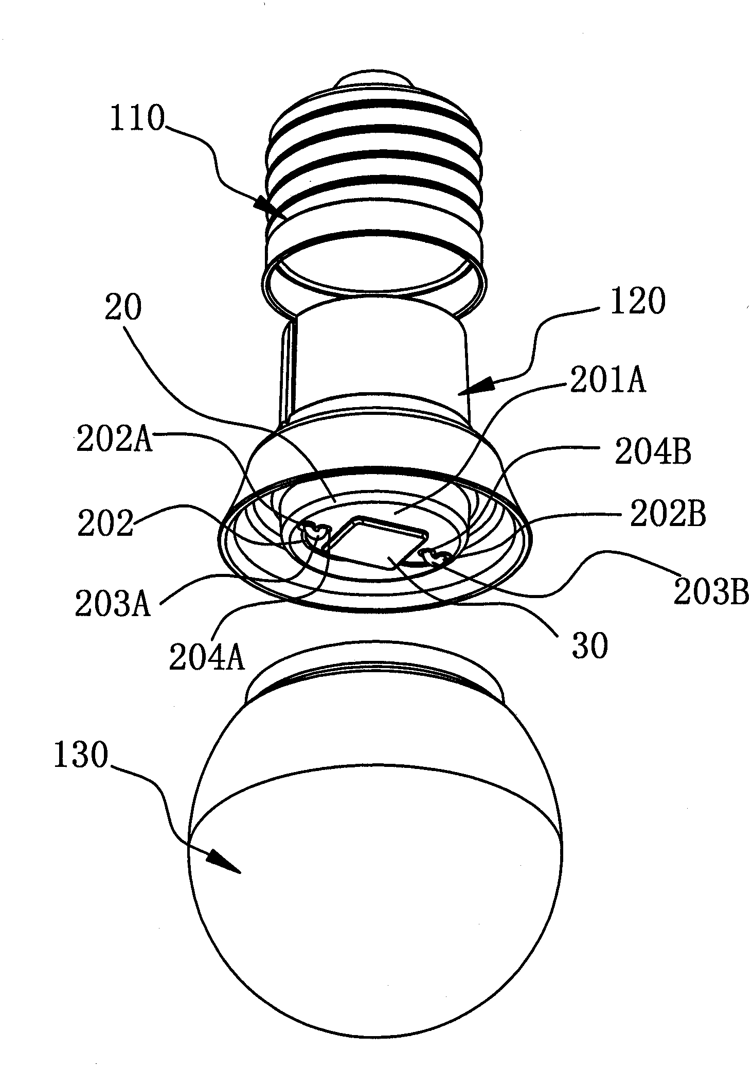 Light emitting diode (LED) lamp wick and lighting device with LED as light source