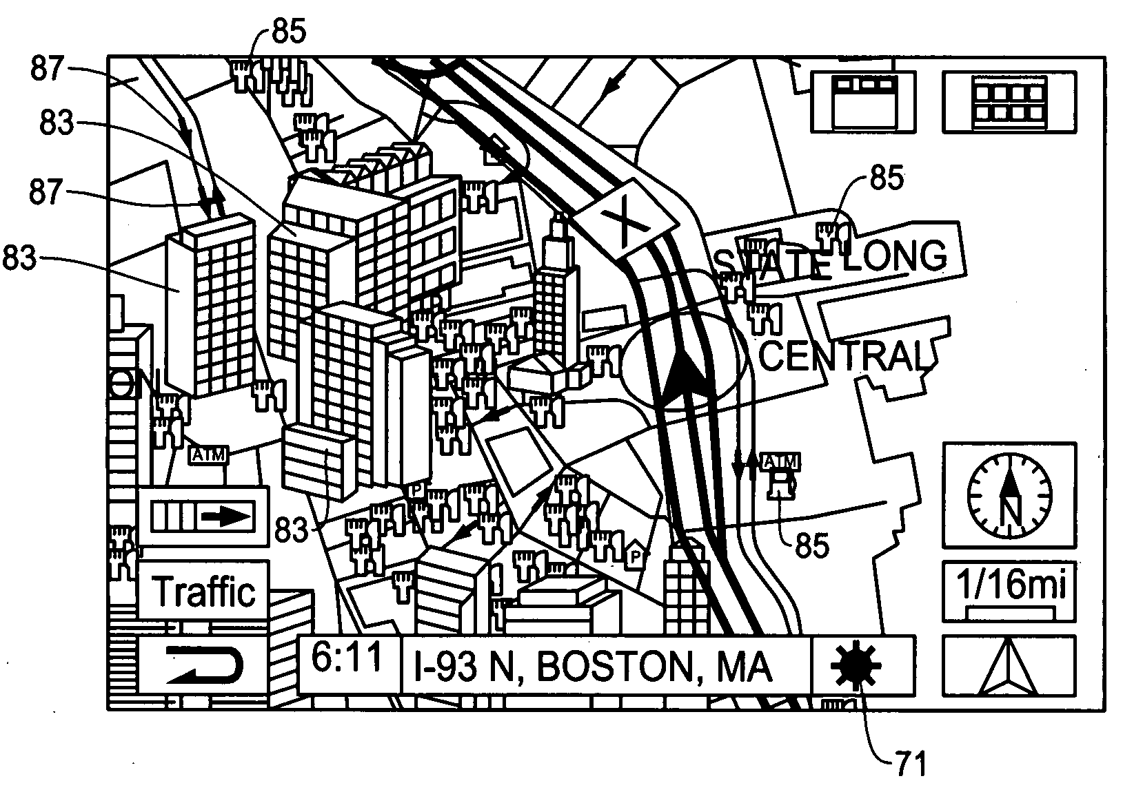 Method and apparatus for displaying simplified map image for navigation system