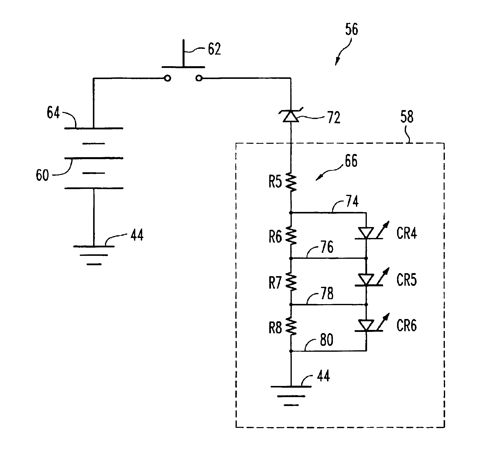 Battery charge indicating circuit