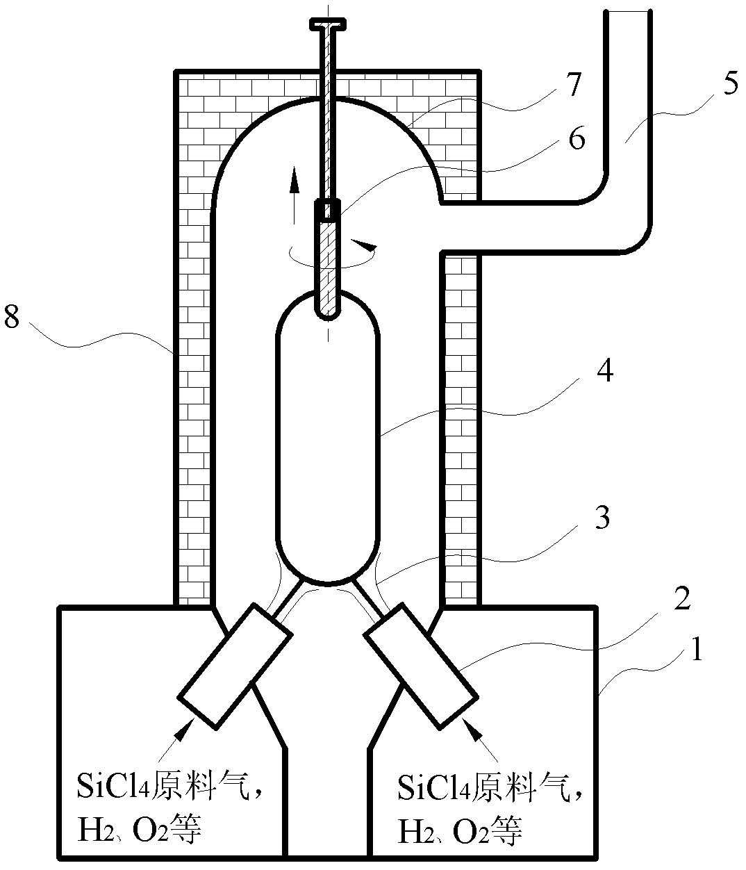 Method for indirect synthesis of quartz glass, special equipment used therein and quartz glass