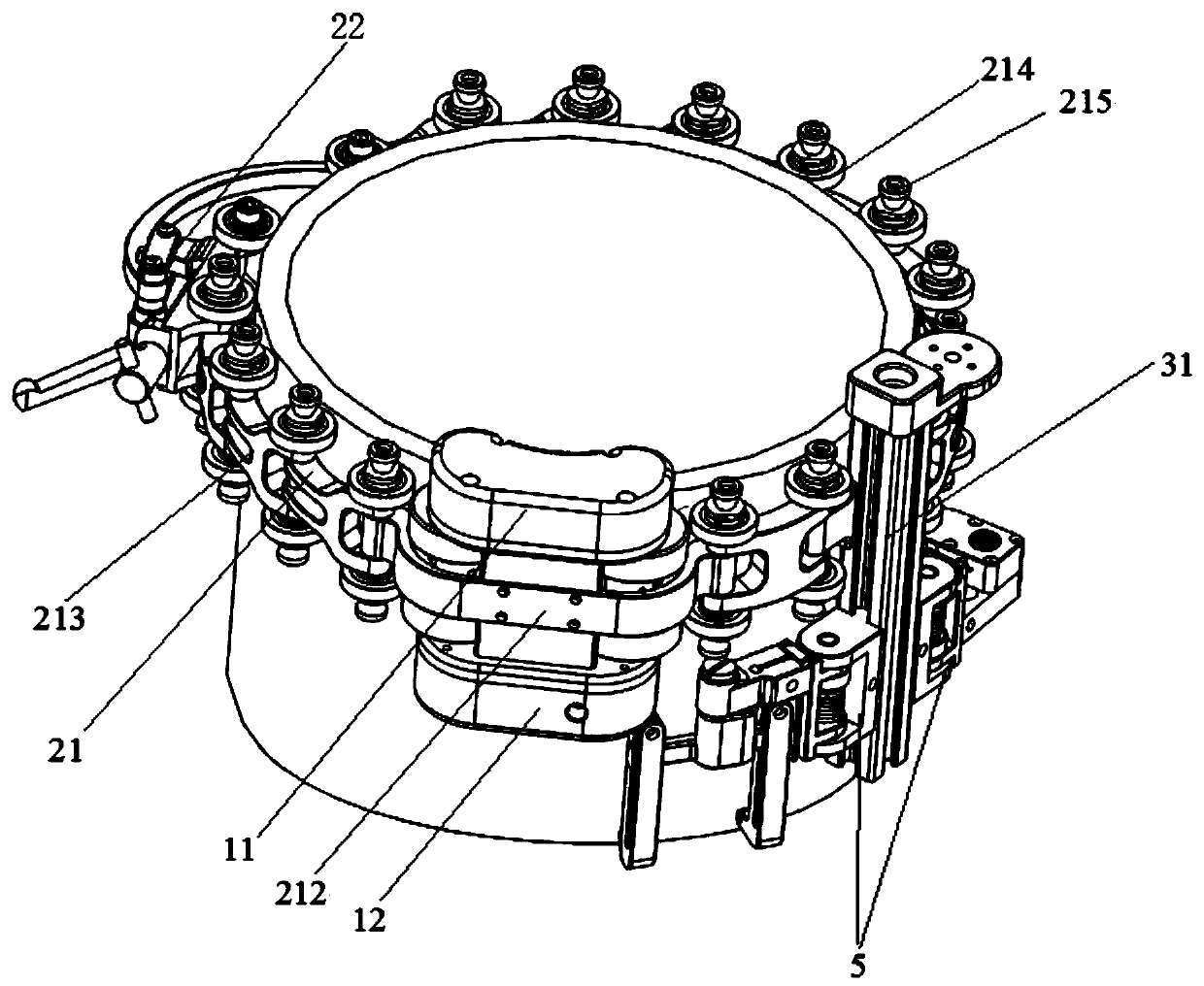 Automatic adapter corner weld seam phase controlled array detection device capable of scanning in two ways