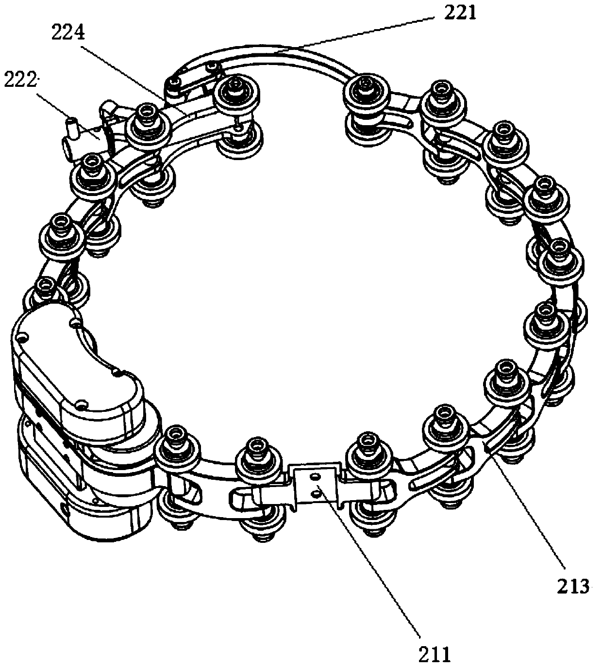 Automatic adapter corner weld seam phase controlled array detection device capable of scanning in two ways