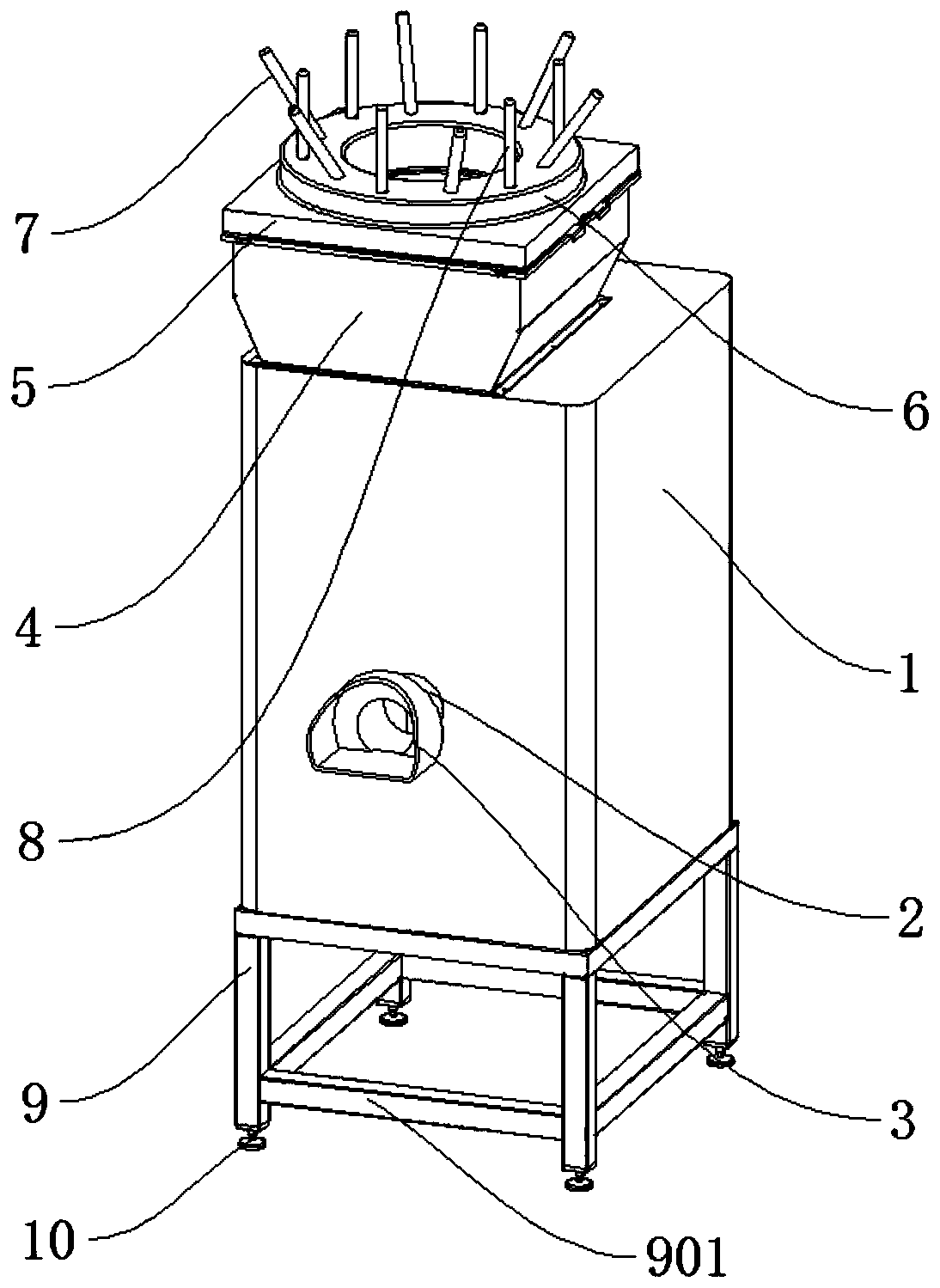 Arching-preventing material activation discharging facility for metallurgical material bin