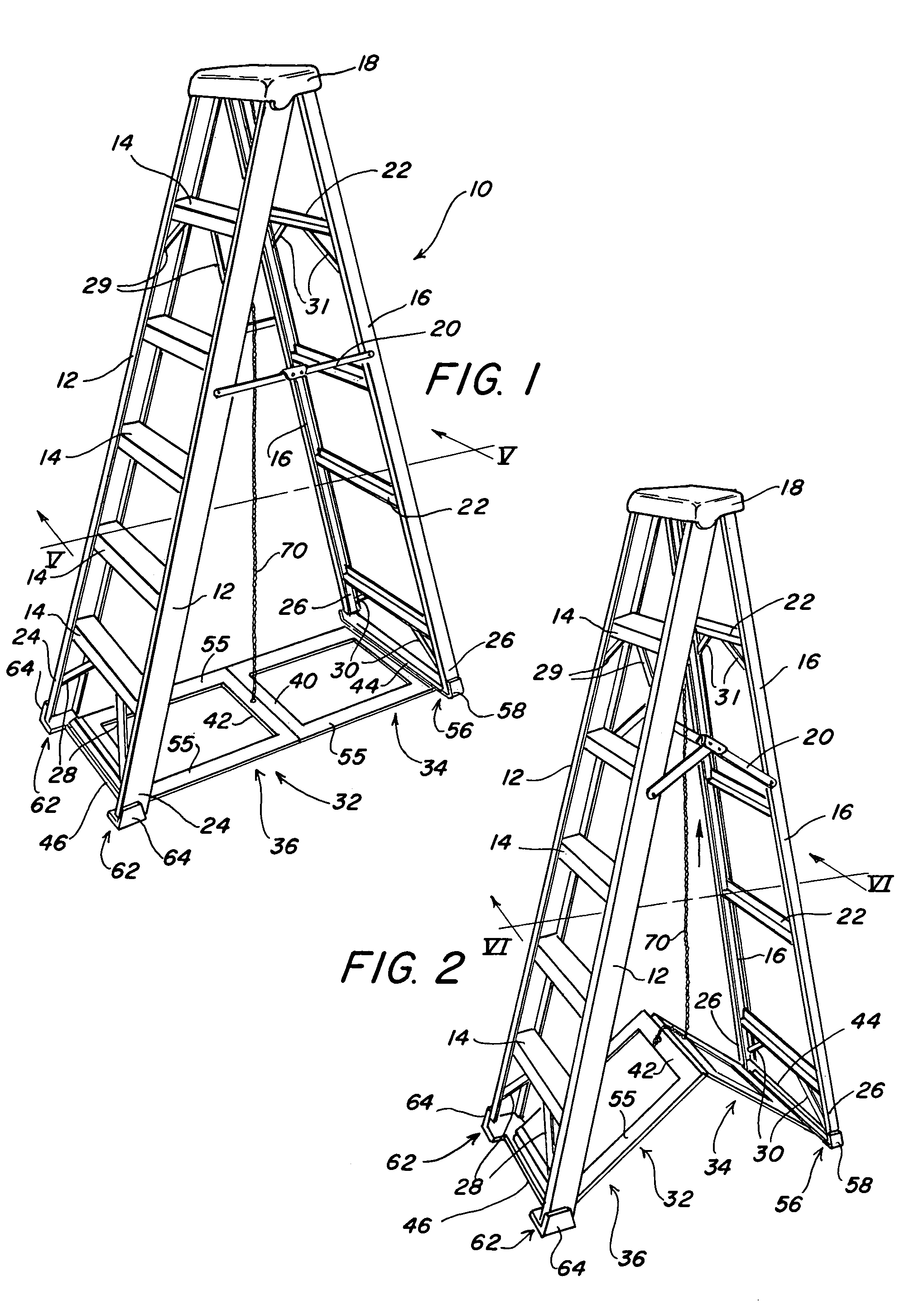 Stabilizer for folding step ladders