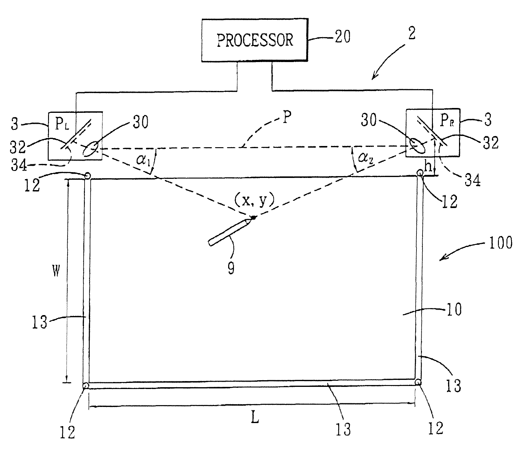 Optical touch panel and coordinate information correction method and detecting device therefor