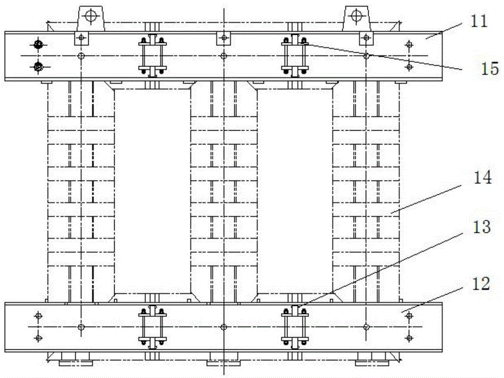 Clamping and noise reducing structure for epoxy cast dry-type transformer core