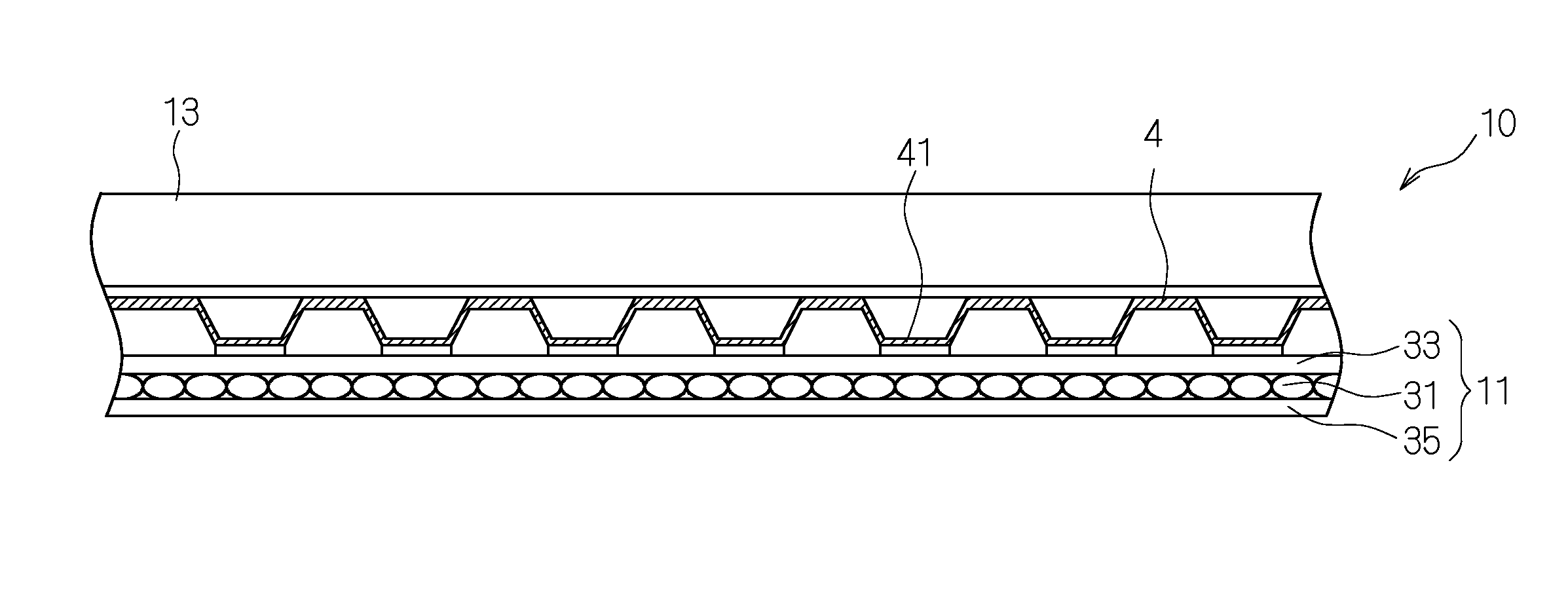 Luminous array film-type display device and luminous array multifilm-type display device