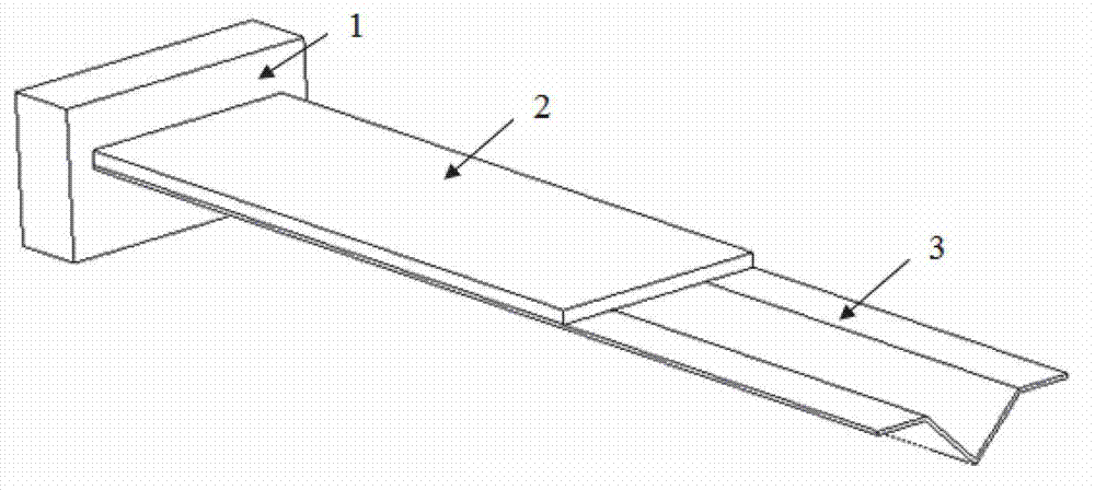 Micro-particle weighing sensor of V-shaped folding cantilever beam structure