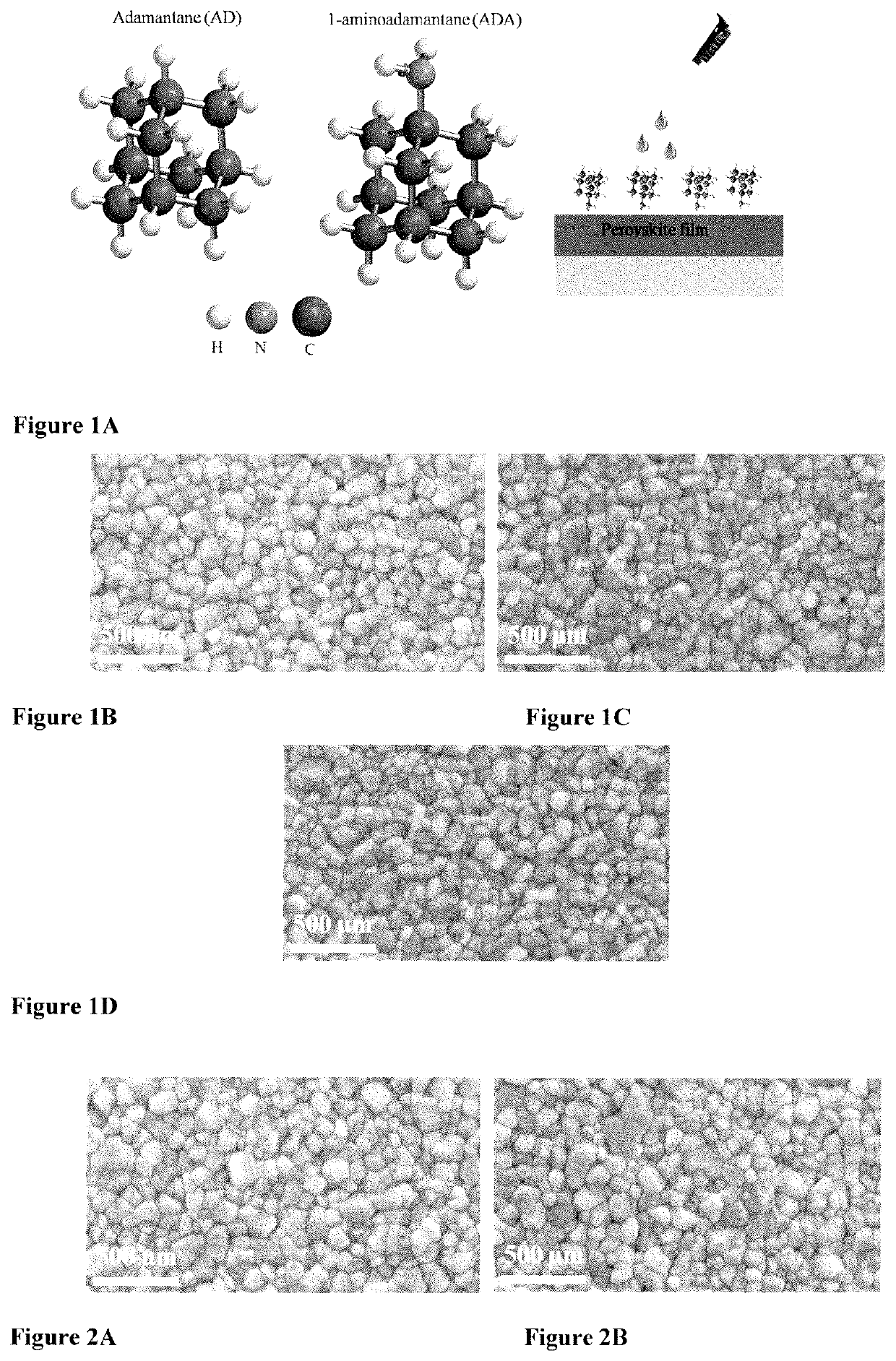 Crystal defects mitigating agents for high power conversion efficiency and stability of perovskyte photovoltaic devices