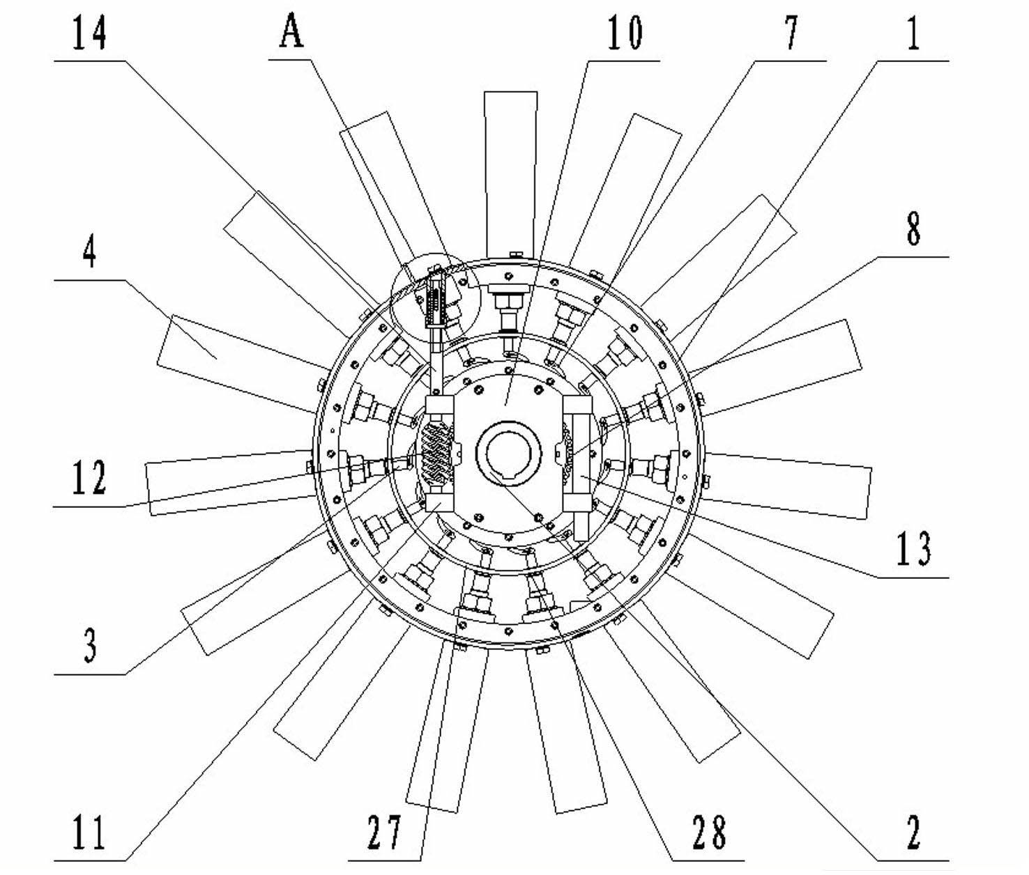 Axial flow ventilator capable of synchronously adjusting blades