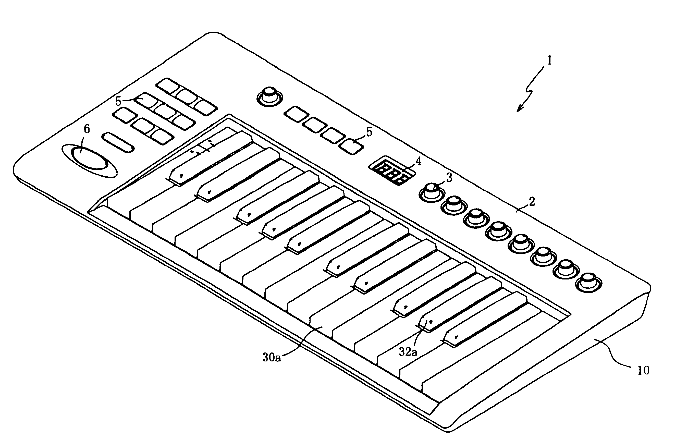 Compact keyboard apparatus with accurate detection of key pressing speed