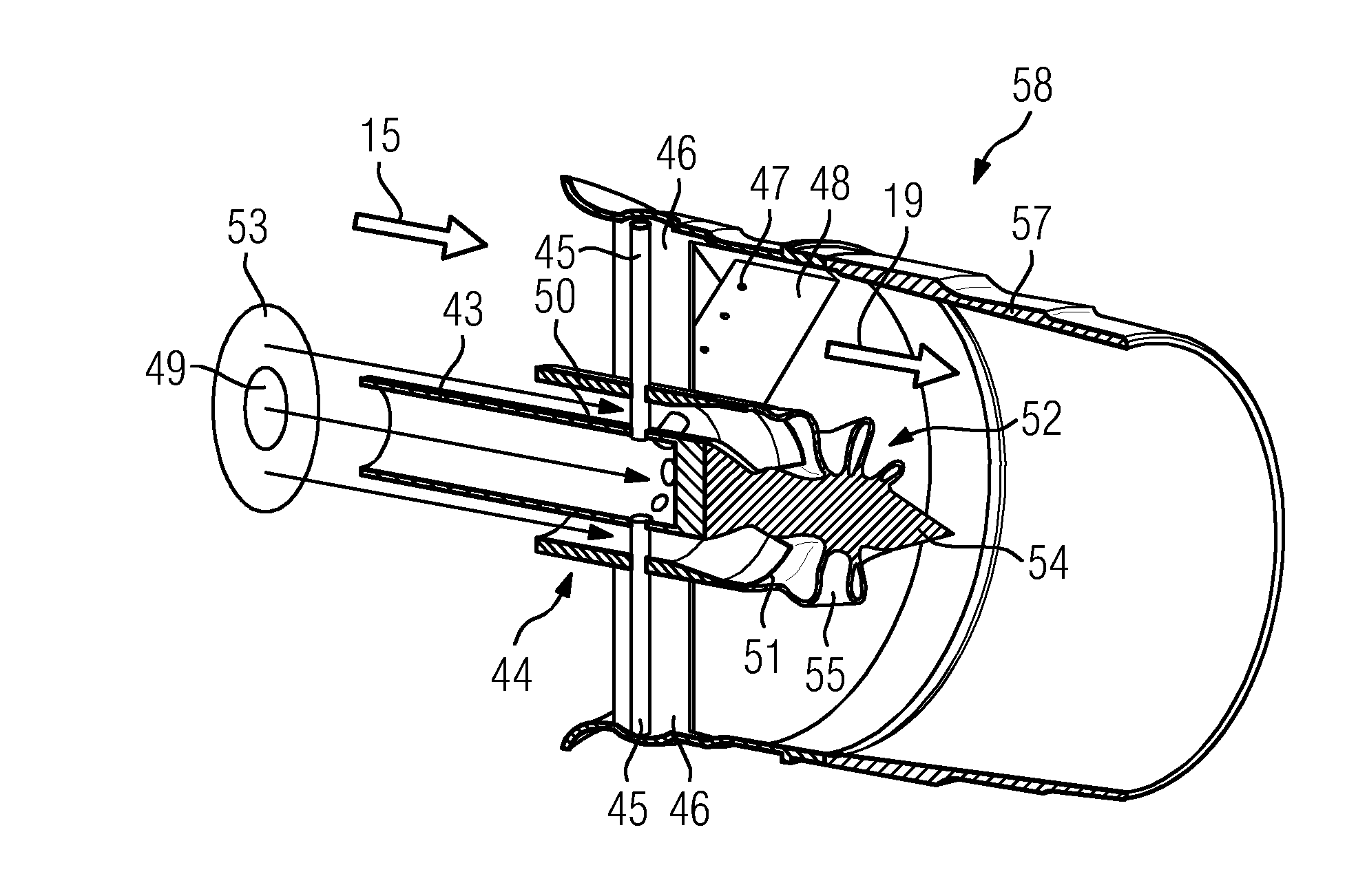 Fuel injector and swirler assembly with lobed mixer