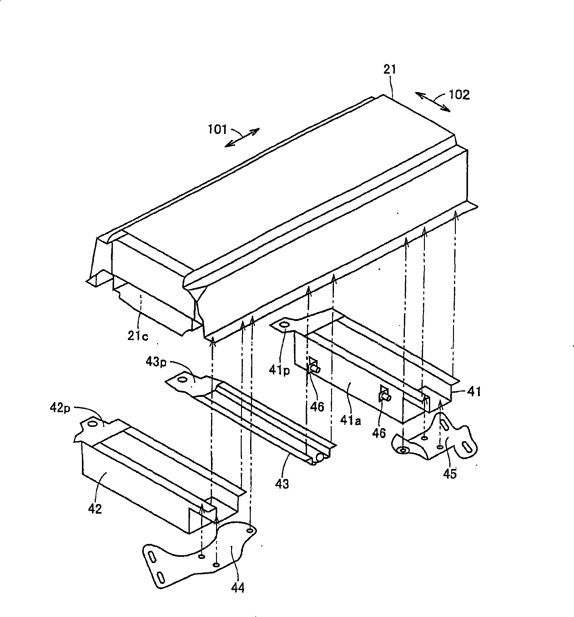 Structure of power supply to be mounted on vehicle