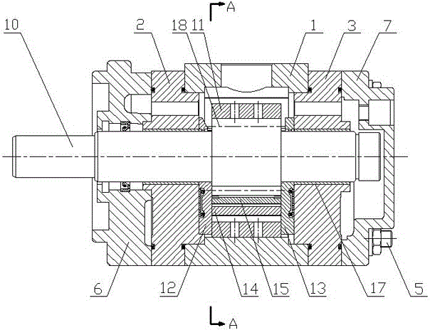 A kind of internal meshing gear pump capable of realizing partial axial compensation