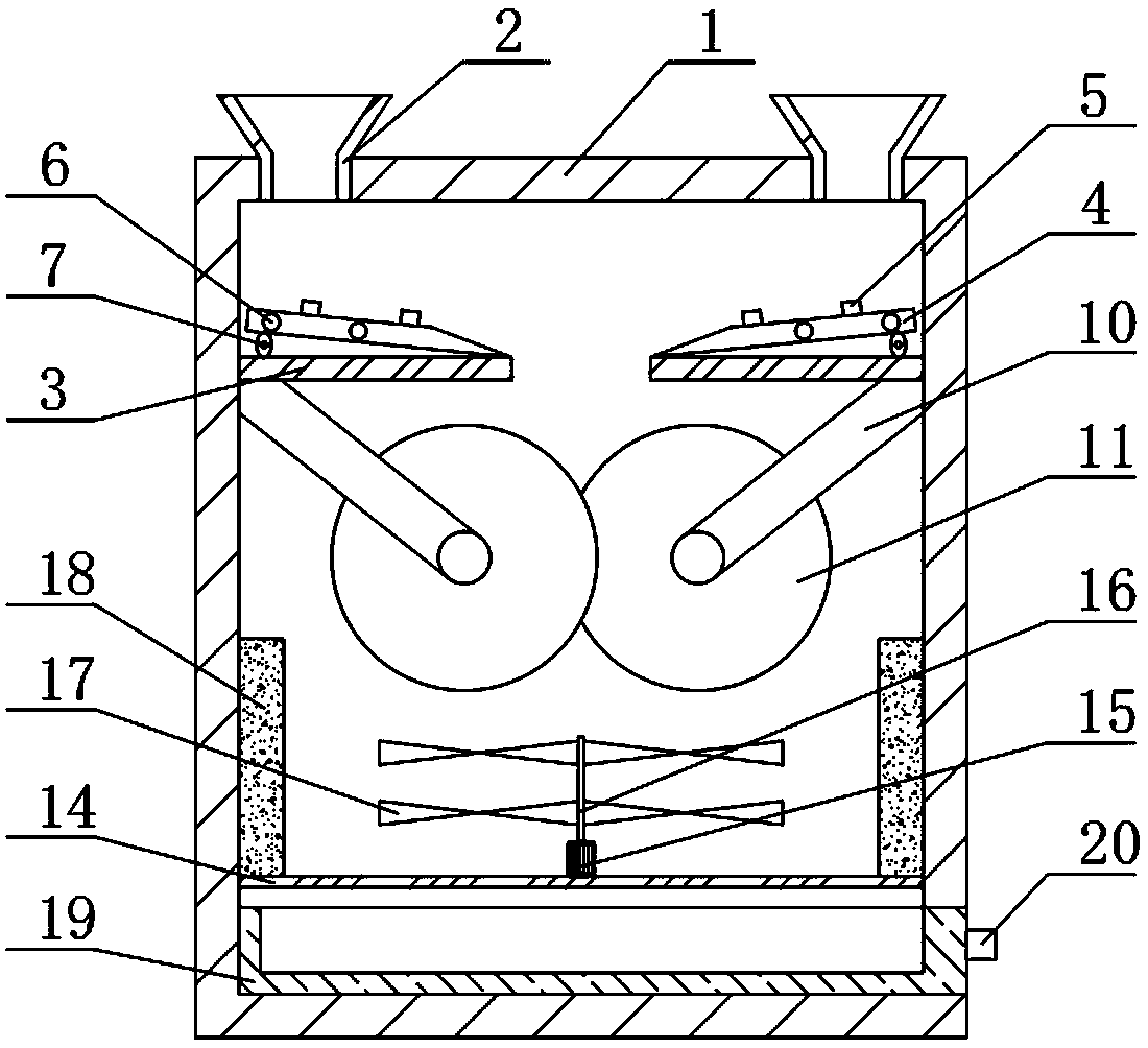 Feed processing raw material crushing device