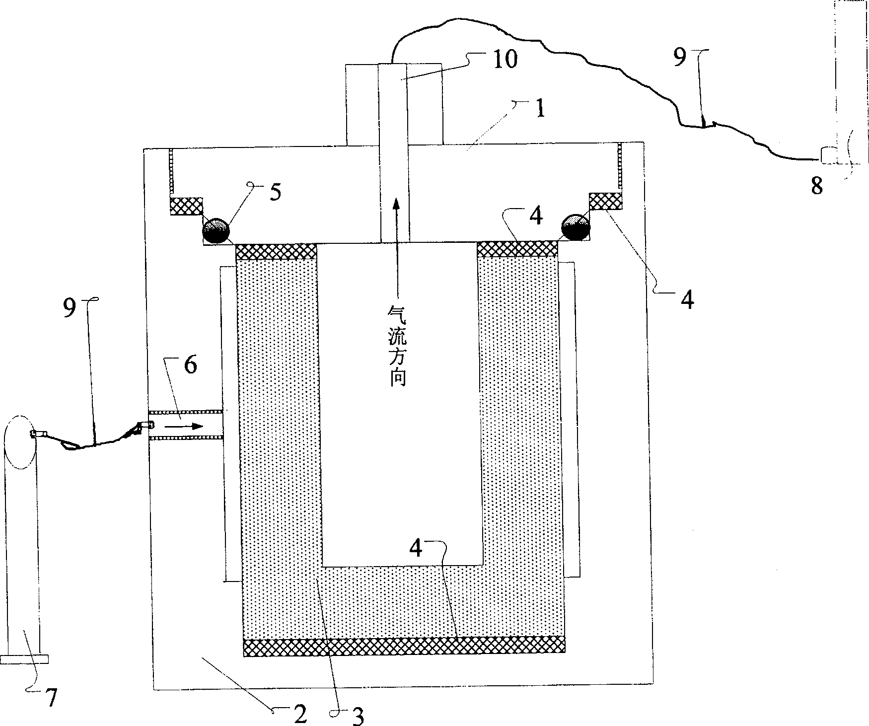 Annular detecting instrument for concrete gas seepage coefficient and detecting method