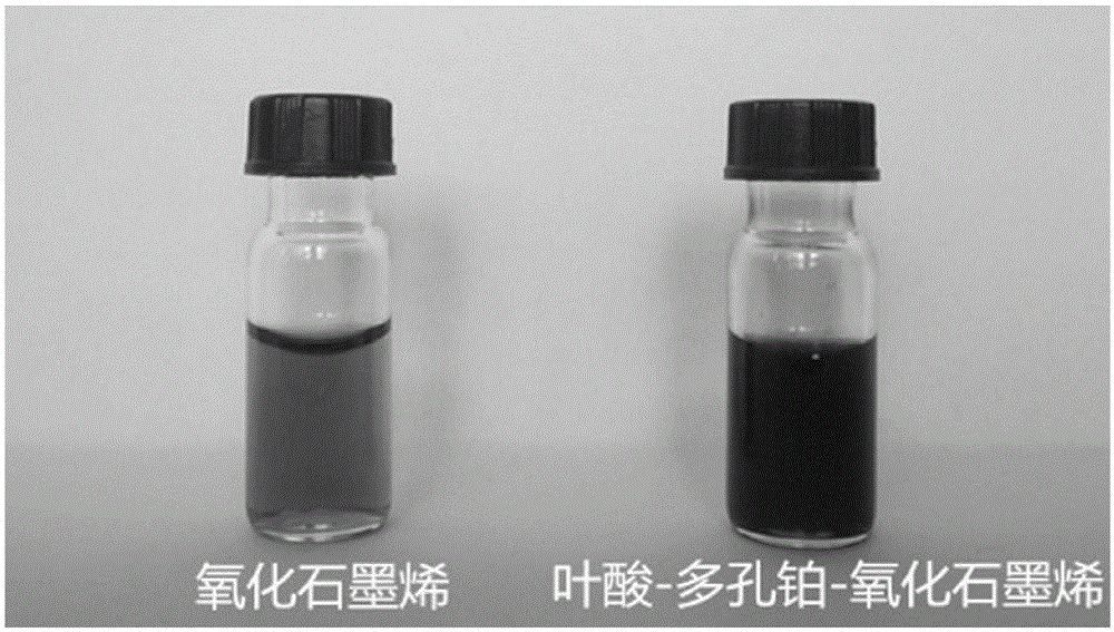 Folic acid-porous platinum-graphene oxide composite nanomaterials and its detection of tumor cells