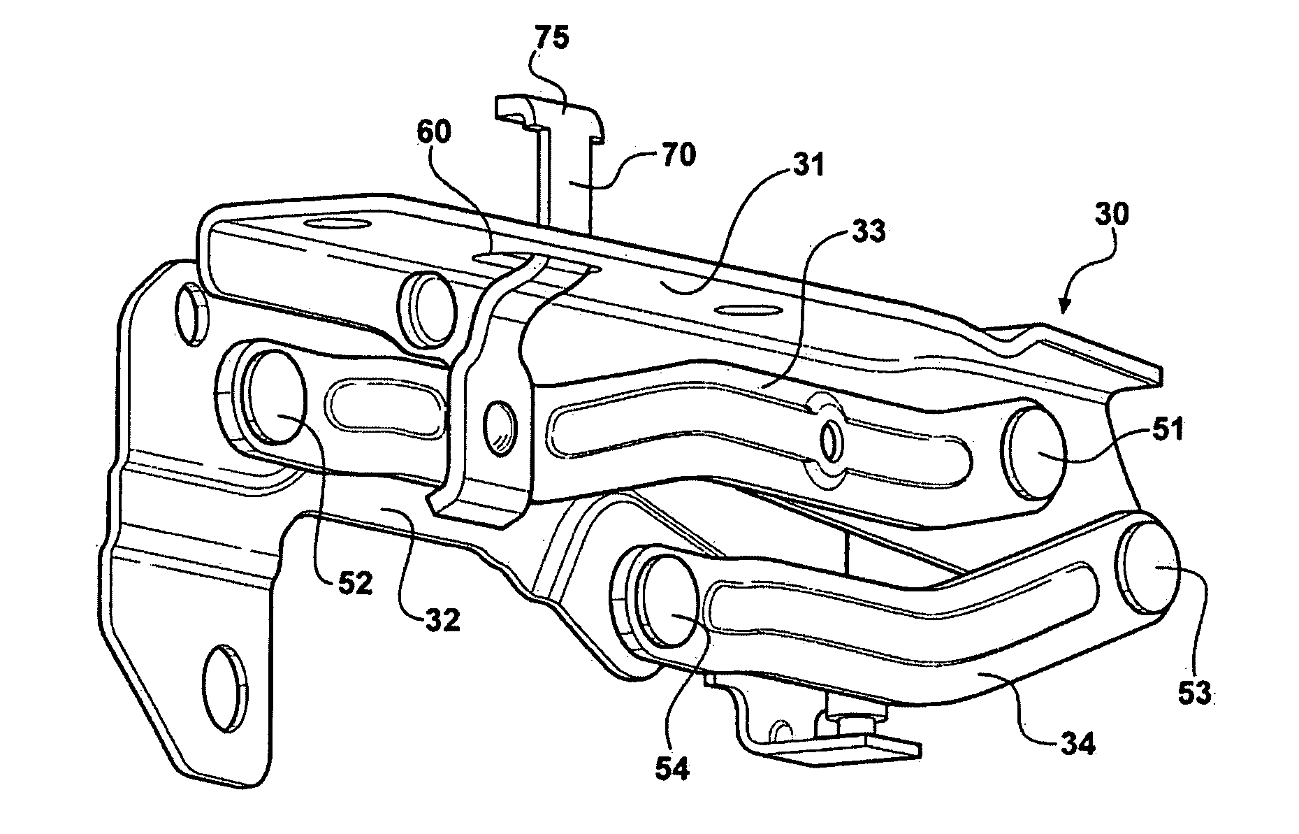 Four-bar linkage hinge for a motor vehicle hood