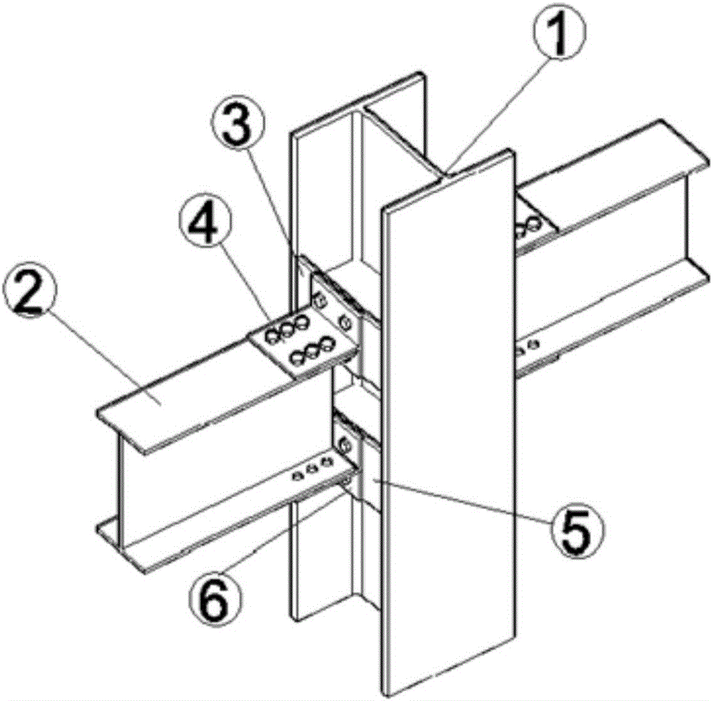 H-shaped column minor axis separation type double-T-shaped-piece connecting structure easy to assemble