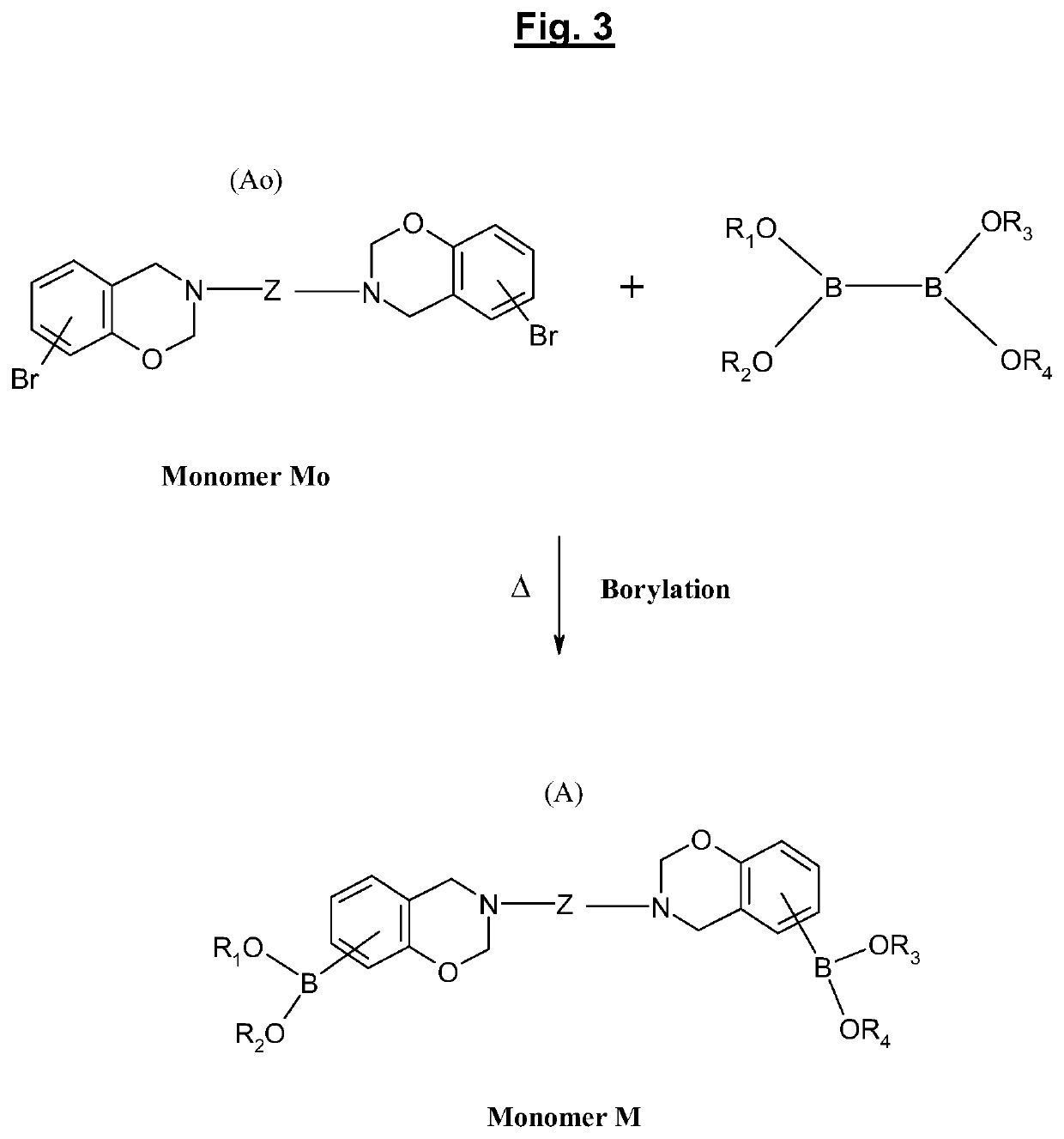 Borated benzoxazine for use in the synthesis of polybenzoxazine