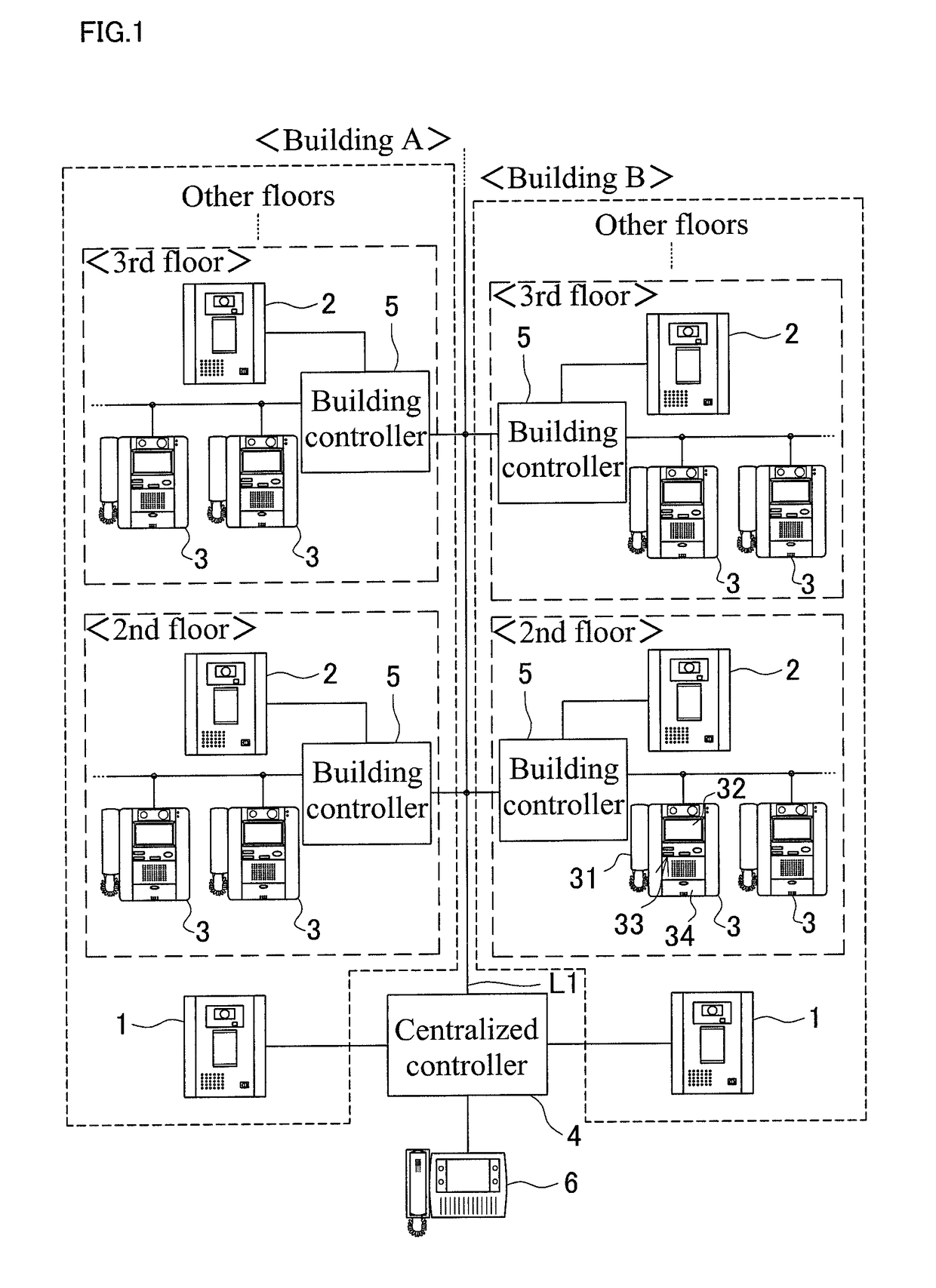 Multiple dwelling house interphone system