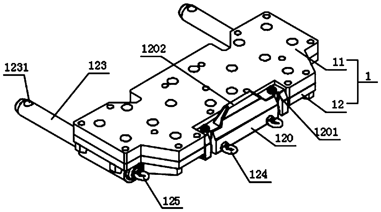 Clamping and pushing tool for lengthening AGV loading vehicle