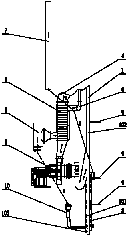 Device for heating preheat evaporation area of rectangular wire enameling machine oven by utilization of exhaust gas waste heat