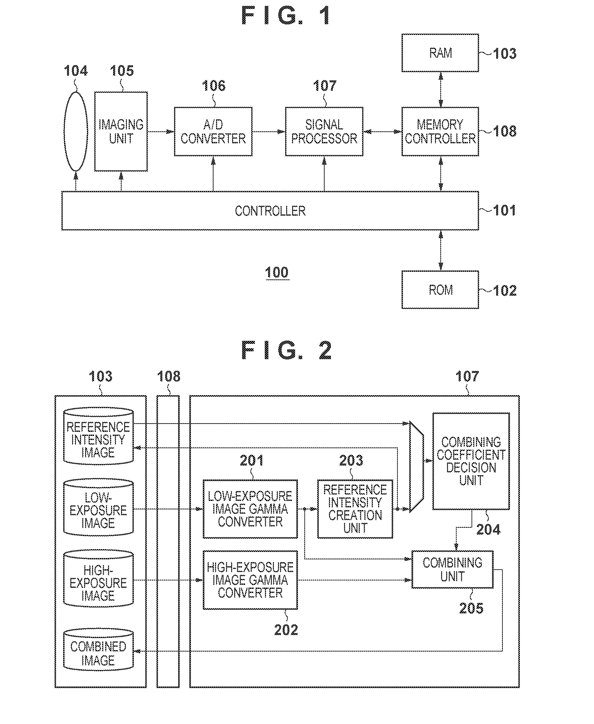 Image processing apparatus and method in which first and second images are combined in a weighted manner based on a third image