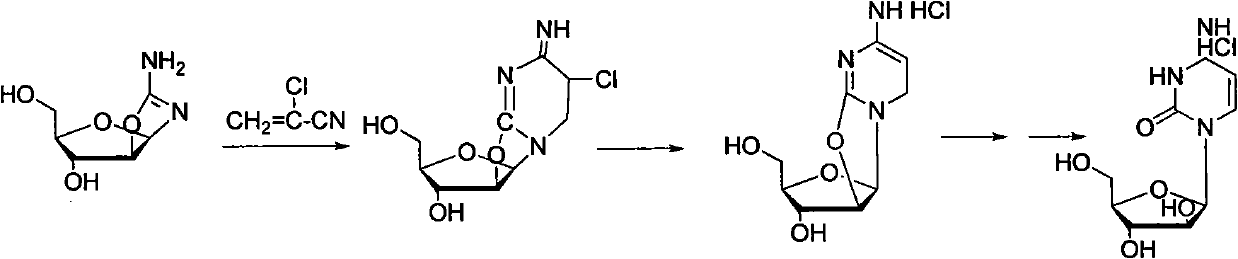 Technology for producing cytarabine through chemical synthesis method