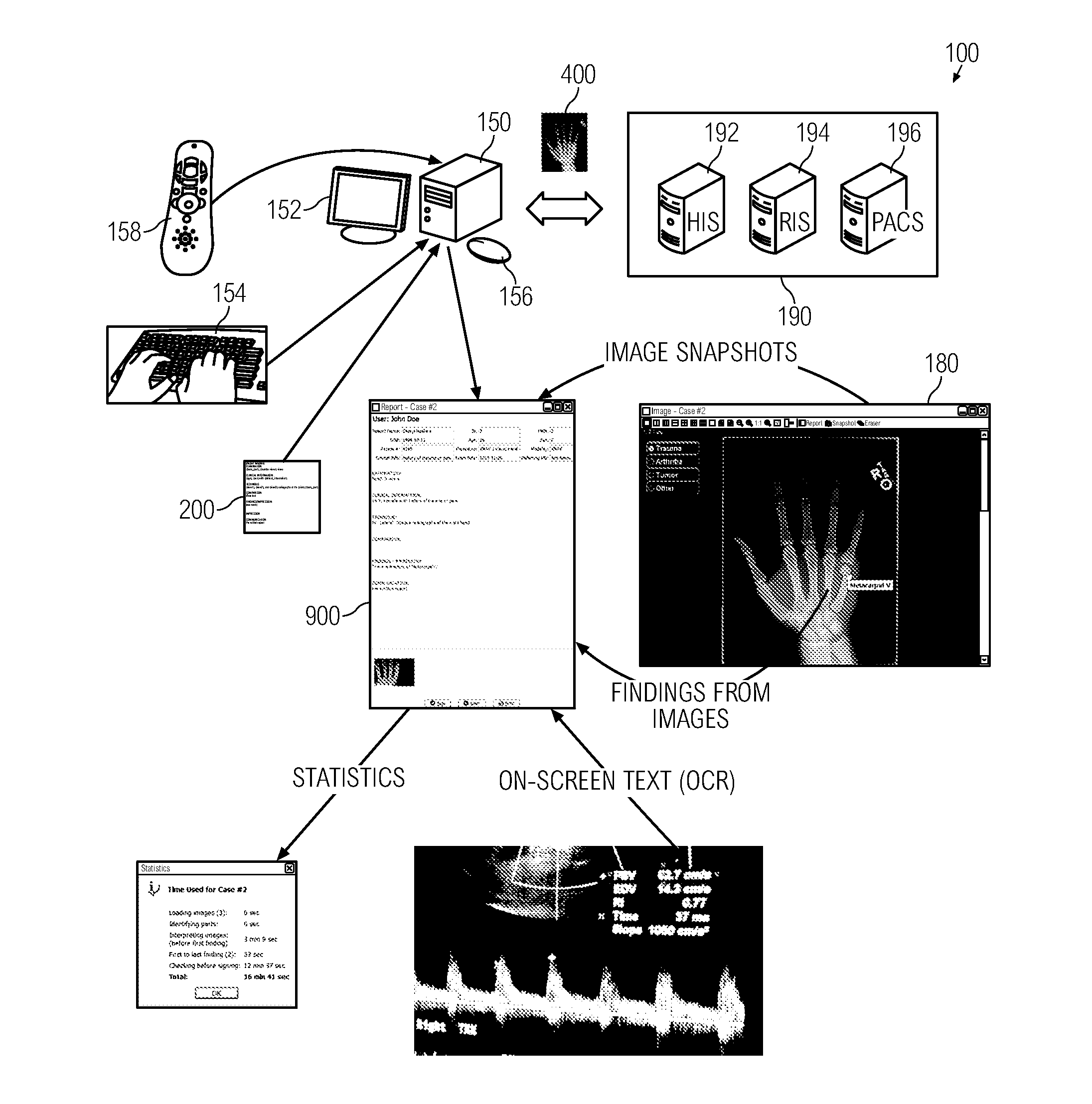 Method for creating a report from radiological images using electronic report templates