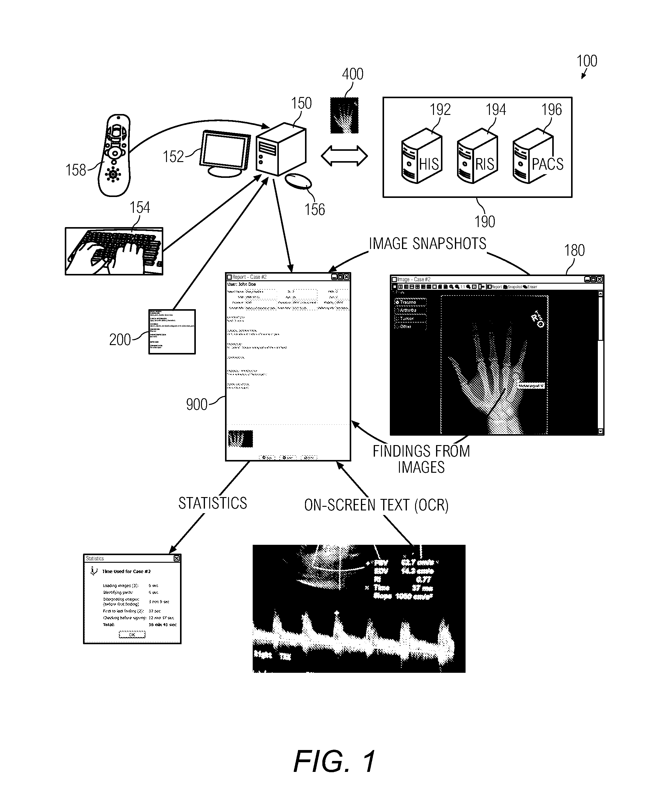 Method for creating a report from radiological images using electronic report templates