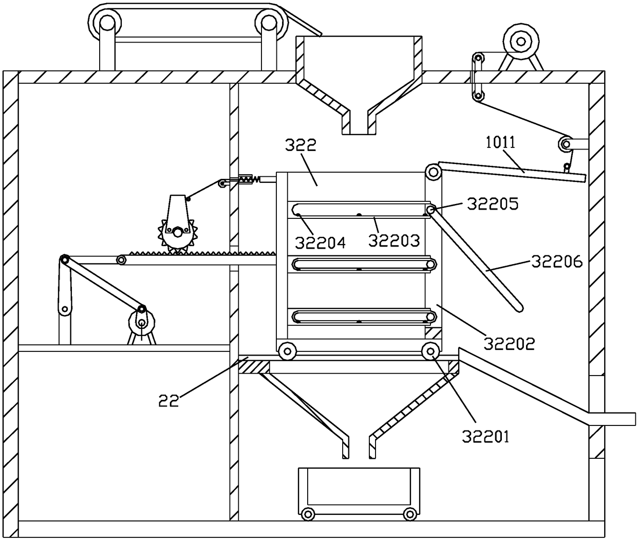 Gravel multi-stage screening device for building construction
