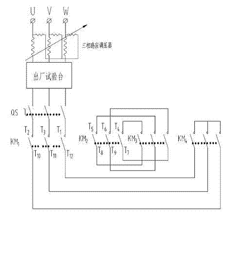 Super-efficient double voltage motor factory test circuit