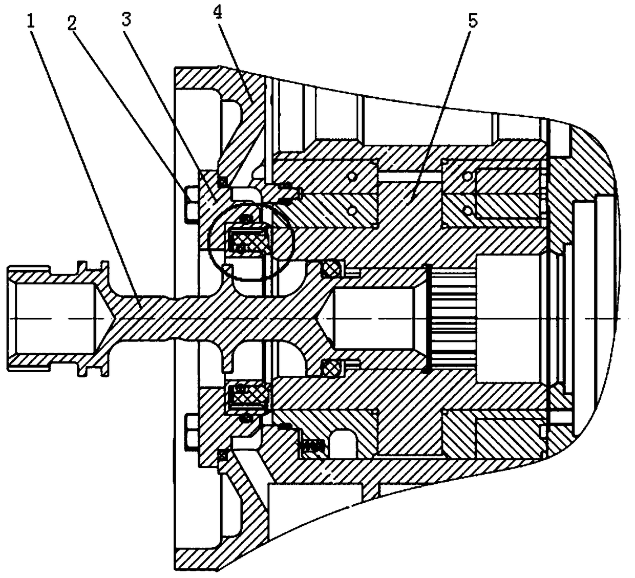An end face sealing structure of a fuel pump shaft tail