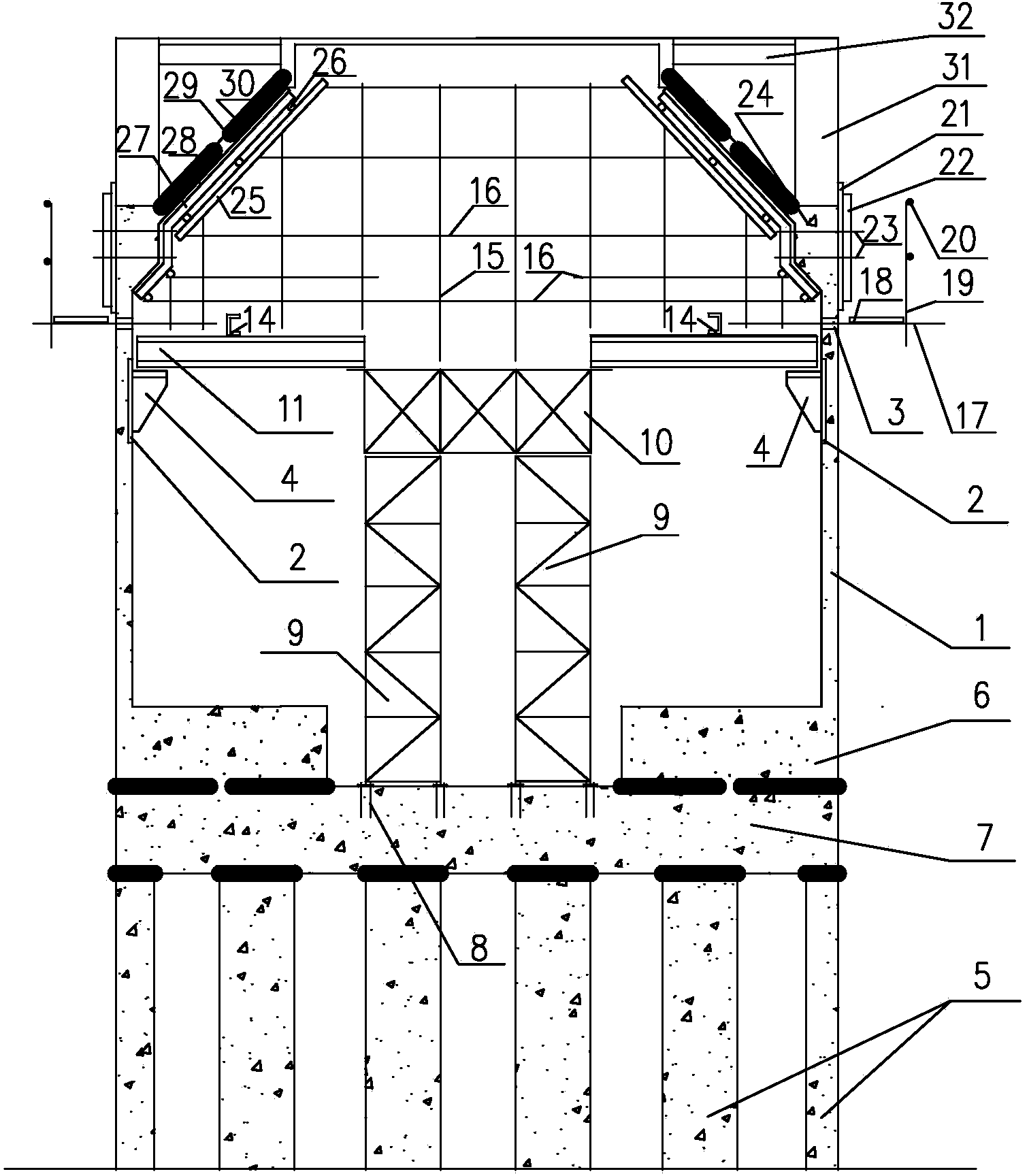 Construction method of cone-shaped top structure of large silo